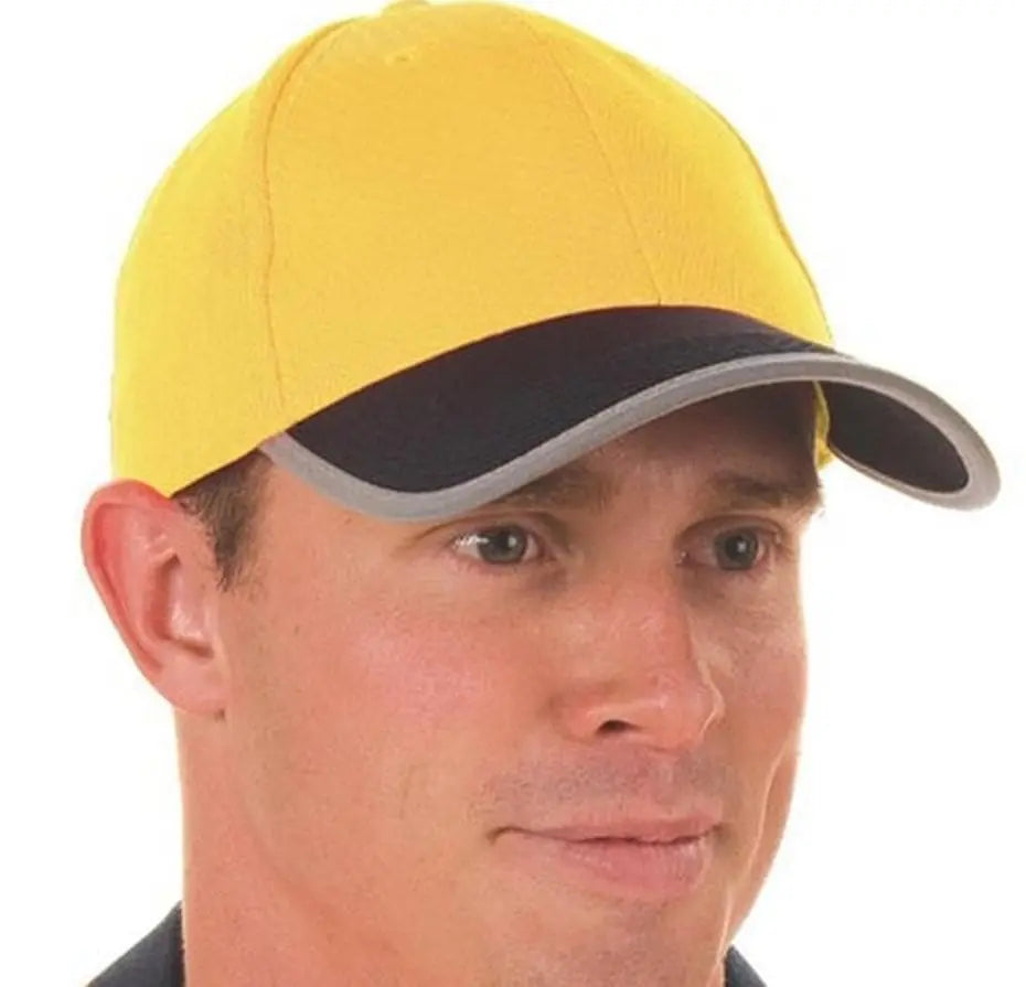 Dnc Workwear Hi-vis 2 Tone Cap With Reflective Trim & Velcro Strap - H022 - City Workwear